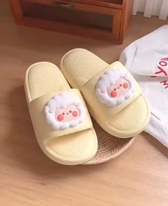 Dép Quai Ngang Cao Su In Mặt Chú Cừu Đáng Yêu Mang Êm Chân Dép Mang Trong Nhà Nam Nữ Đế Mềm Thấp Chống Trơn Trượt