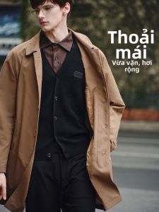 GIOVANNI VALENTINO | Áo Khoác Dài Trung Bình Phong Cách Doanh Nhân Cổ Xếp