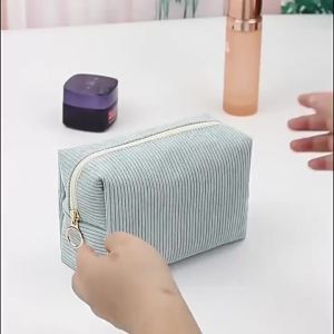 Cute Corduroy Cosmetic Bag for Girls Spacious Makeup Pouch Durable Stationery Organizer Pencil Case Travel School Office