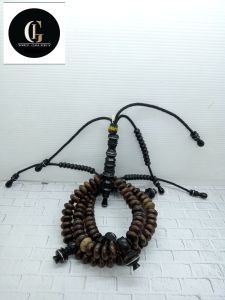 Tasbih tijani kayu Kalimosodo kombinasi Kelor Hitam benang rajut A198