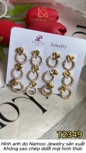 Khuyên Tai Nữ T2349  Đính Đá Thiết Kế Hình Tròn Họa Tiết Kim Cương Sang Trọng