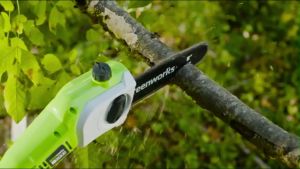 เครื่องตัดแต่งกิ่งไม้สูงไร้สาย (8 นิ้ว) Greenworks 40V พร้อมแบตเตอรี่ (4.0Ah) และแท่นชาร์จ