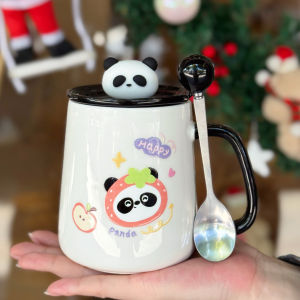 BOJINGLIPIN | Cốc Đôi Gốm Dễ Thương Có Nắp