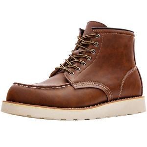 Classic Maden Workwear Retro Martin Boots Middle Help Leather Shoes Mens Crazy Horse Martin Boots Work Boots round Toe Thick Bottom