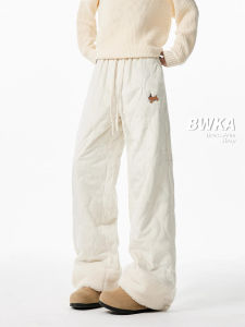 Bwka American Fashion Brand Sausage Dog Cotton Pants Female Male Winter Fleece-lined Thick Windproof Warm and Loose Straight-leg Loose Pants