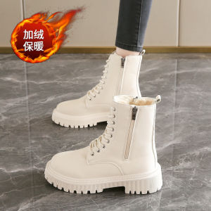 Fleece Lined Winter Martin Boots Womens High Top Mid-Calf Waterproof Platform Casual round Toe Booties Warm Thick Bottom