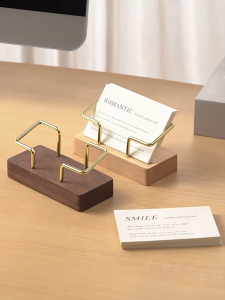 Customizable Wooden Business Card Holder Professional Desktop Stand Elegant Card Storage Rack Organizer