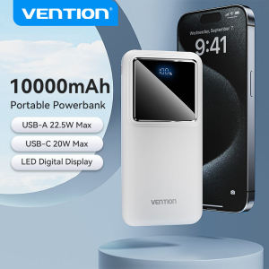 Vention 20000mAh Powerbank 22.5W Fast Charging 10000mAh PD 20W LED Display for iPhone 17 16 15 14 13 Pro iPad Samsung S23 Xiaomi 12t 11t Mobile Phones 30000mAh Power Bank