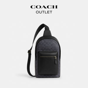 Coach | Black Genuine Leather Crossbody Backpack