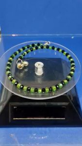 Most Hot Sale Item-Custom Made Glass Crystal Anklet-Black mixed Green color Very Shinning. Gelang Kaki Kristel KacaWarna Hitam Dan Hijau -Sangat2 Bersinar