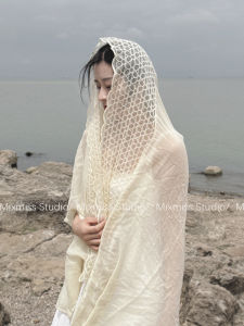 MIXMISS Sunshade Lace Splicing Shawl Desert Headscarf Qinggan Line Multi-Functional Long Rectangle Summer Fashion Womens Accessory