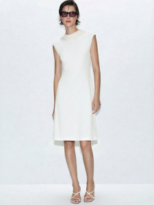 AMII | Commute Style Net Yarn Patchwork Flutter Sleeve Slim Fitted Dress