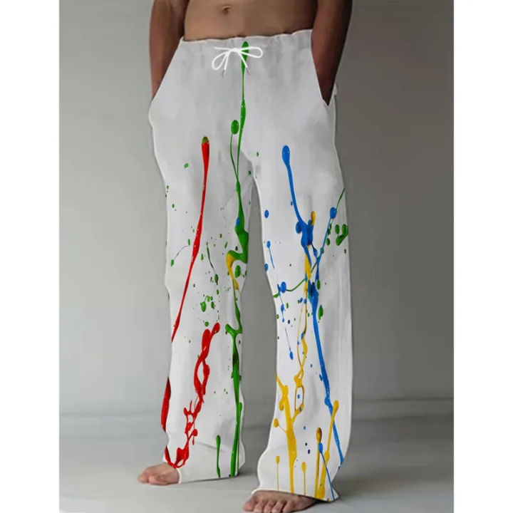 Spring And Summer Men's Casual Pants Fashion Digital Gradient Printing ...