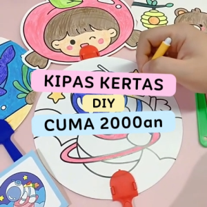 DIY Kipas Bisa Diwarnai Sendiri Kerajinan Tangan Do-It-Yourself Souvenir Ulang Tahun Anak Kipas Kertas (Tidak Termasuk Spidol / Cat Air)