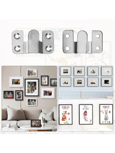 10PCS Stainless Steel Interlock Hanging Buckle Flush Mount Bracket Furniture Connector Wall Picture Frame Hanger Display Hooks