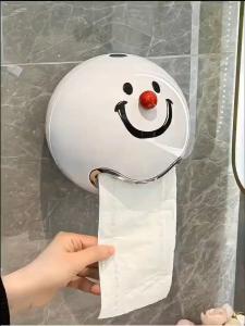 Creative Smiling Face No Punching Toilet Paper Box Wall Mounted Toilet Tissue Box Toilet Roll Paper Suction Paper Box Waterproof
