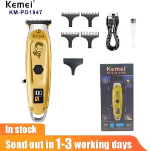 ปัตตาเลี่ยนชาร์จ USB จอ LCD ไร้สาย Kemei KM-PG1947ปัตตาเลี่ยนสำหรับผู้ชายมืออาชีพ