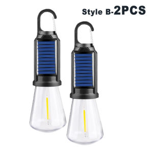 1-4PCS Vintage Solar/USB Rechargeable Camping Lantern LED Tungsten Lamp Multifunctional Atmosphere Tent Light Bulb for Outdoor