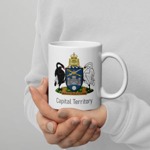 คูลเลอร์คิง Capital Territory Australia Coat Of Arms   แก้วกาแฟ 11 หรือ 15 ออนซ์ สีขาว – เหมาะสำหรับชา กาแฟ และของขวัญ ของที่ระลึก