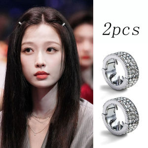 กระดุมผมไรน์สโตนโลหะสำหรับผู้หญิงอินเทรนด์เพทายสีเงินเด็กผู้หญิงปิ่นปักผมคลิปด้านข้างเครื่องประดับผมสุดฮิต