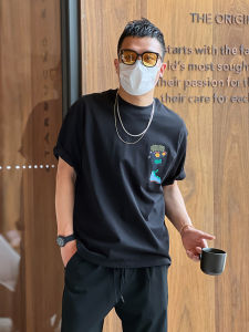 Heavyweight American Streetwear Short Sleeve T-Shirt Mens Casual Base Layer Thickened Cotton Polyester Blend All-Match Tee