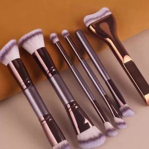 Professional Dual-Ended Makeup Brush Set Includes Foundation Brush Contour Brush Blush Brush Powder Brush Eyeshadow Brush C