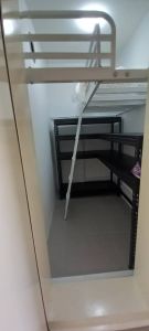 Loft bed with shelf customize for helper room/store room/bomb shelter/maidroombed /customize