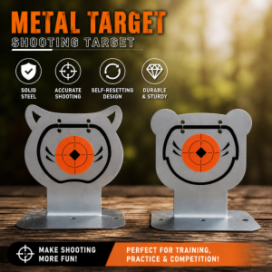 Auto Reset Steel Target animal Shape Bright Orange Bullseye Heavy Duty Metal Target Portable Outdoor Shooting Practice Training