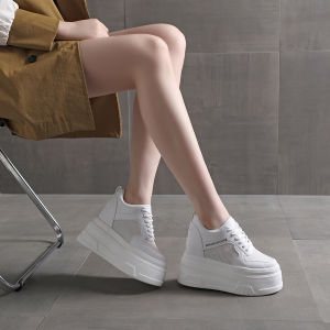 Elevated Casual Shoes 12CM Heightening Thick Bottom Platform Breathable Mesh Slimming White Sneakers for Short Women