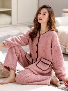 JIALEFEN | Warm Flannel Coral Fleece Womens Pajamas