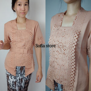 Atasan Kebaya Kutu Baru Lengan Pendek Remaja Dewasa Naumi Warna Cappucino