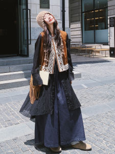 Korean Fashion High-End Vest Set Womens Autumn New Arrival Layered Shirt Wide Leg Pants Three-Piece Set Casual Style