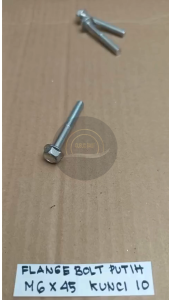 BAUT TOPI M6X45 KUNCI PAS 10 PANJANG 45CM 45 CM PUTIH 45MM 45 MM FLANGE BOLT M6 X 45 BAUT 6X45 6 X 45 PITCH DRAT 1.0