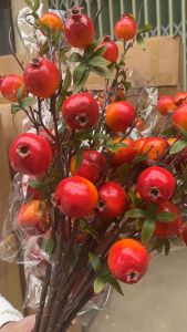 Cành Lựu Giả Trang Trí Tết Cắm Bình Lọ 7 Quả Dài 90 cm