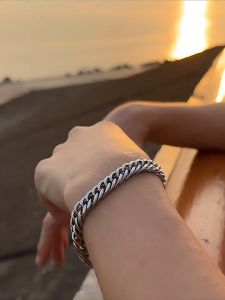 silver original italy 925 cuban chain bracelet for men gift