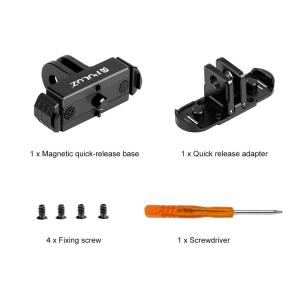 PULUZ | PULUZ Magnetic Quick Release Folding Finger Base Mount For GoPro MISSION 1/ 1 PRO/ HERO12 11 10 9 8 Black/ Max Aluminum Adapter