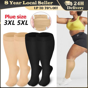 1Pair Plus Size Compression Socks for Women and Men Wide Calf 20-30mmhg Extra Large Knee High Support for Circulation
