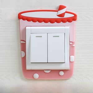 Modern Minimalist Dual-Opening Switch Cover Cartoon Night Light Decorative Protection Silicone Wall Stickers Home Decor