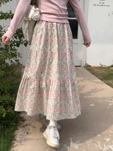 High Waist Floral Print Half Skirt Loose Casual Versatile Gentle mid Length Skirt for Spring Summer New Arrival Womens Fashion