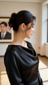 [SG] Midnight Bloom Cluster Stud Earrings | Teal Black Crystal Floral Statement Earrings | ear me out (EMO-231)