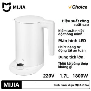 Bình Đun Nước Thông Minh XIAOMI MIJIA 2 Pro Điện Tử Dung Tích 1.7L Màn Hình LED Thiết Bị Nhà Bếp Với Điều Khiển Nhiệt Độ Thông Minh 24 Giờ