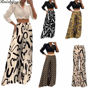 Ruizhijzg Womens Wide Legs Elastic Waist Printed Long Pants Ladies Girls  Loose Printed Beach Sweatpants Long Pants Wide Leg Pants Yoga Pants Holiday Harem Trousers