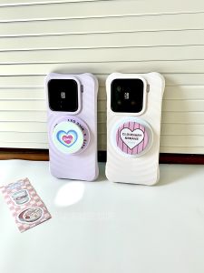 Magnetic Absorption Phone Case with Stand Protective Soft Shell Purple Cute Design for Xiaomi 15 Ultra 15 pro S25U S24Plus S23+