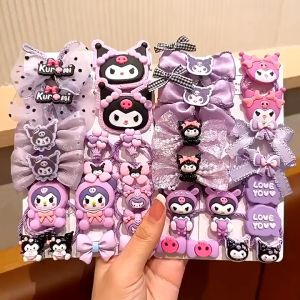 18pcs Set Kawaii Sanrio Hair Ties Anime Hair Ring Ornaments Cinnamoroll My Melody Kuromi Hair Rope