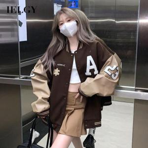 IELGY womens all match loose korean style thick baseball jacket