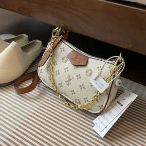 Left Apricot Small Bag Female 2024 New Arrival Fancy Niche Style Design Net Red Best Selling Ins Easiest for Match Wide Strap Crossbody Bag
