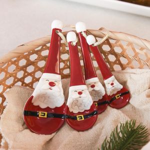 OMK 4PCS Set Christmas Series Ceramic Measuring Spoon Set Baking Tools  Christmas Decoration