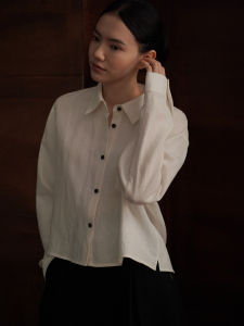 hacikis | Workwear Colorful Button Lycell Linen Cool Breathable Long Sleeve Shirt