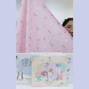 AIRY ผ้าห่อตัว ให้ความอุ่นกำลังดี ขนาด 36x36 นิ้ว รุ่น Lovely Bamboo (2 ผืน)