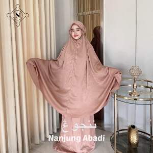 Mukena Travel Ibu Anak Resleting 2in1 Santorini Silk Remple Lasercut